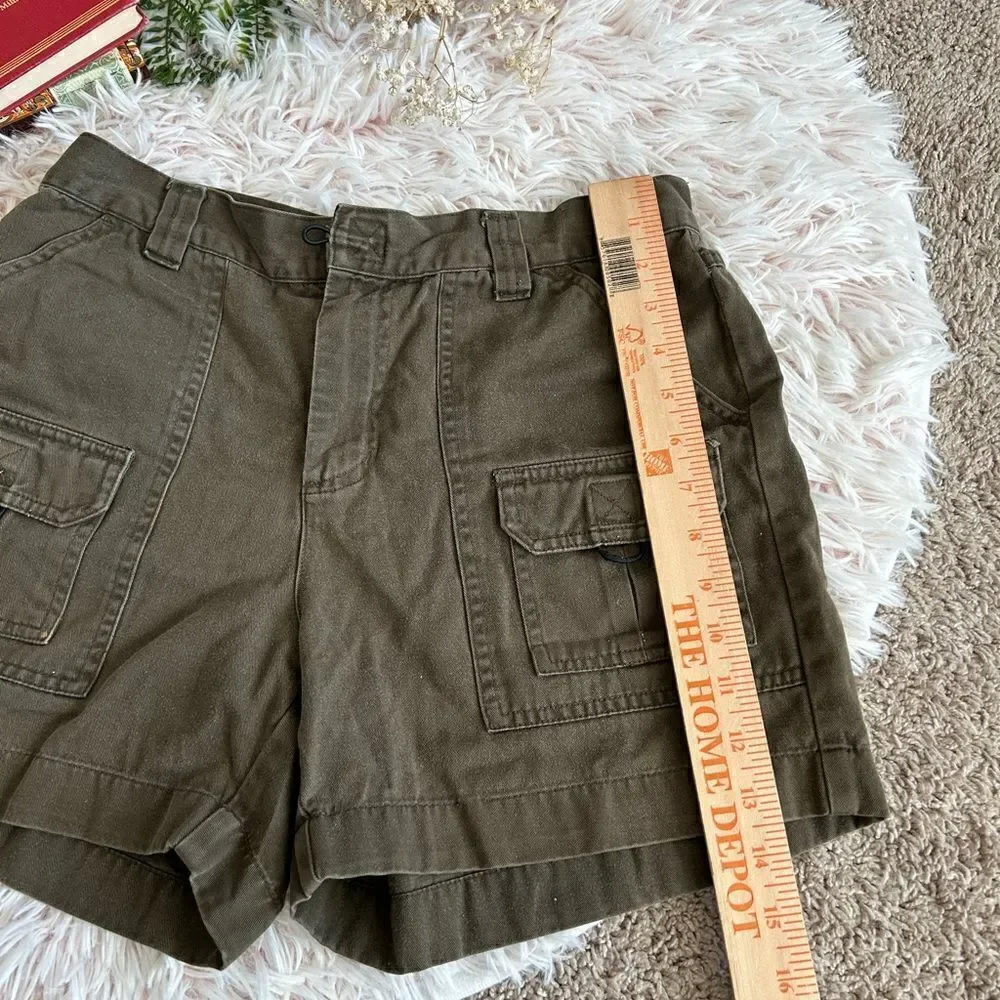 Chazzz‎ 90s Y2K Vintage Olive Army Green Utility Cargo Shorts Sz 7 Outdoor